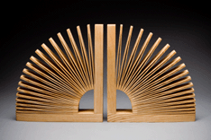 Abanico expanding wooden bookends made from one piece of wood