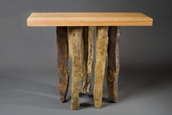 Basalt Hall Table made from columnar basalt from eastern Washington and sustainably harvested Cherry from Pennsylvania