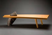 custom wood and stone bench or coffee table Seth Rolland Custom Furniture
