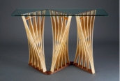 contemporary wood glass top hall entry console table