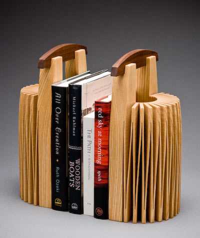 one piece sculptural wood bookends