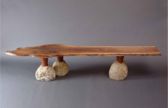 stone and wood Bench