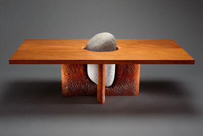 custom wood and stone coffee table fine furniture