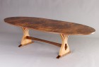 Elliptical dining table expanding with leaf custom made by Seth Rolland fine furniture design