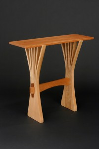 Contemporary, modern natural design entry table made from solid wood in custom sizes by Seth Rolland furniture design