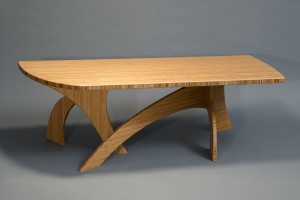 Sculptural organic tree form inspired coffee table made from sustainable bamboo by Seth Rolland custom furniture design llc