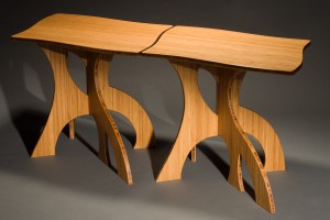 Nesting side tables in bamboo, contemporary, modern hand crafted by Seth Rolland custom furniture