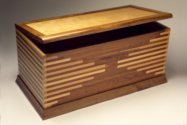 Solid wood blanket chest with cedar bottom by Seth Rolland custom furniture design