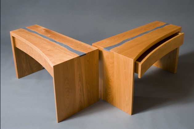wood nightstands, side, end, tables with drawers made from cherry wood and slate by seth Rolland woodworks