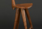 Walnut bar stool carved and shaped by Seth Rolland custom furniture design