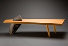 Unique stone and wood Gibraltar bench custom made by Seth Rolland furniture design