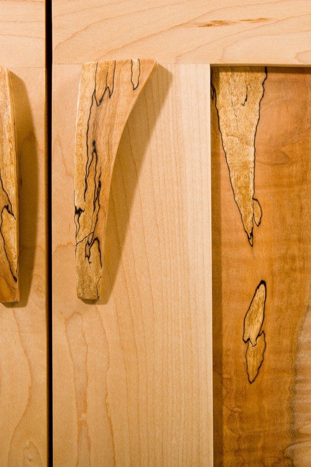 Spalted maple handles and panels on Karen's dresser by Seth Rolland custom furniture design