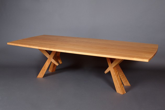 solid cherry wood dining table custom sized and hand crafted by Seth Rolland furniture design