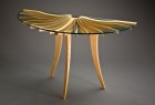 Ash wood Oxeye hall table entry console designed and hand crafted by Seth Rolland furniture