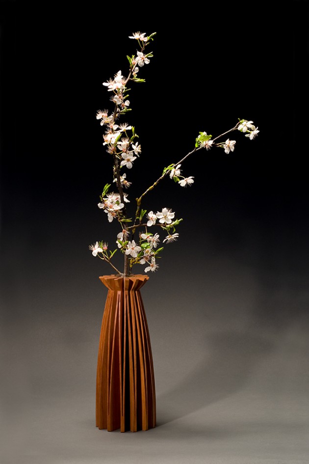 Poppy wood vase and bud vase by Seth Rolland custom furniture design