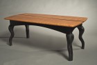 carved modern coffee table made from cherry and milk paint in custom sizes by commission by Seth Rolland furniture