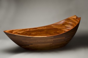 Carved wood bathtub, Salish Sea tub custom made by Seth Rolland fine furniture