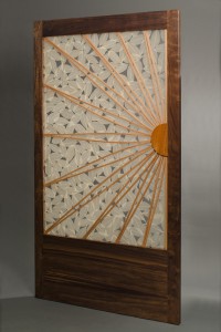 Transluscent wood frame sliding door by Seth Rolland custom furniture design