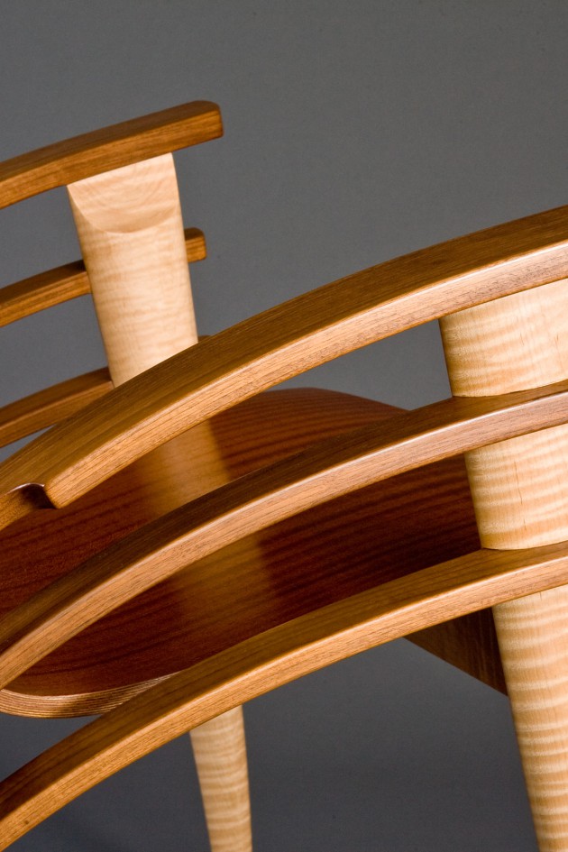 contemporary wood occaisional or desk chair designed and hand made by Seth Rolland furniture