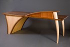 Trimerous desk custom made from walnut, sapele and curly maple by Seth Rolland furniture