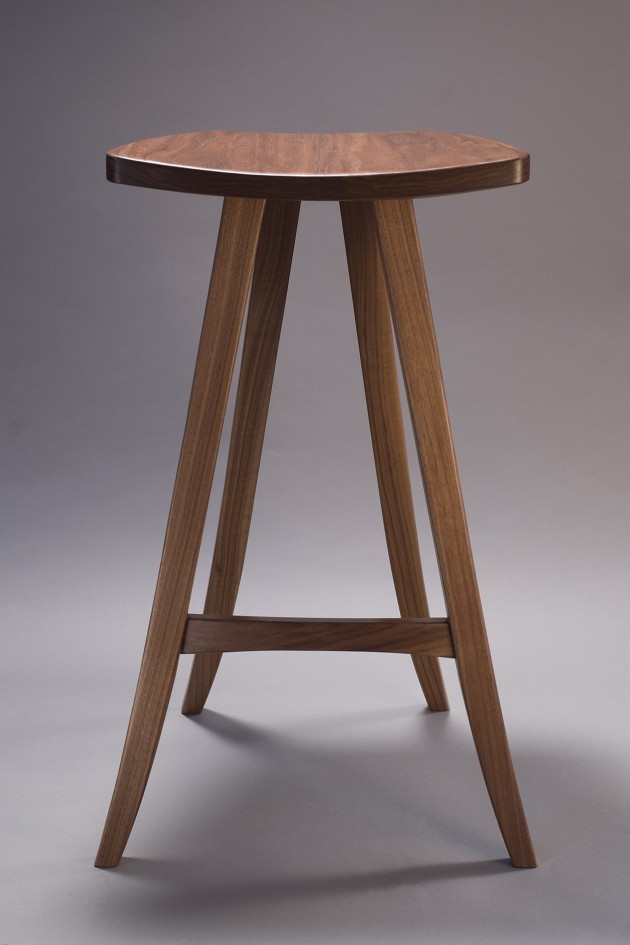 carved walnut barstool by Seth Rolland custom furniture design