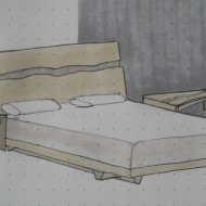 Cayuga bed and nightstand sketch