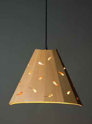 Handcrafted solid wood hanging lamp