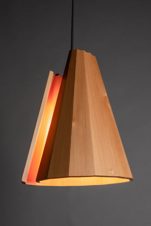 Hand crafted Solid wood hanging lamp made from Douglas Fir