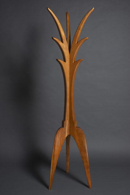 solid cherry coat tree designed and sculpted by Seth Rolland Custom Furniture