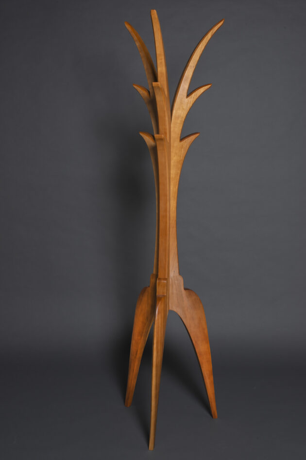 solid cherry hat rack designed and sculpted by Seth Rolland Custom Furniture