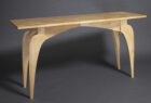 solid maple hall table with figured top and sculpted legs by Seth Rolland Custom Furniture